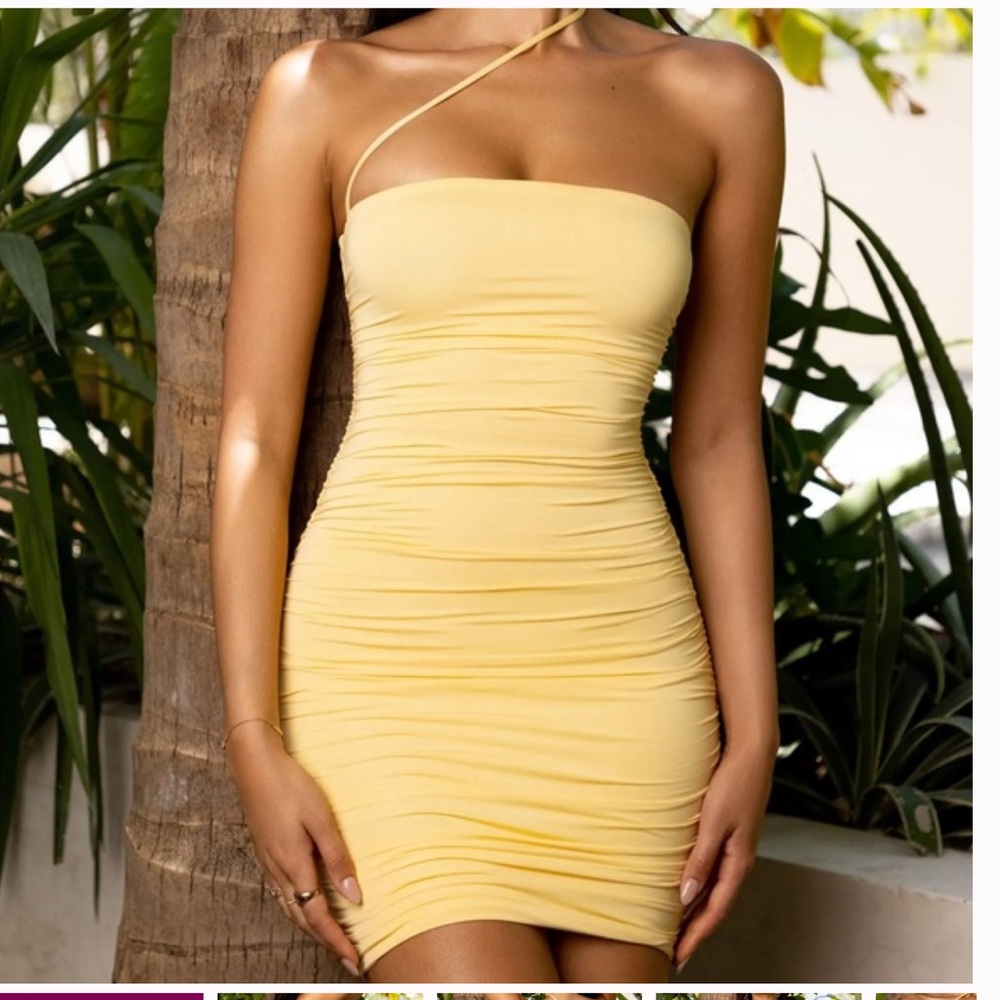 Oh Polly Butter yellow tight Ruffled Dress/ spaghetti dress size 2